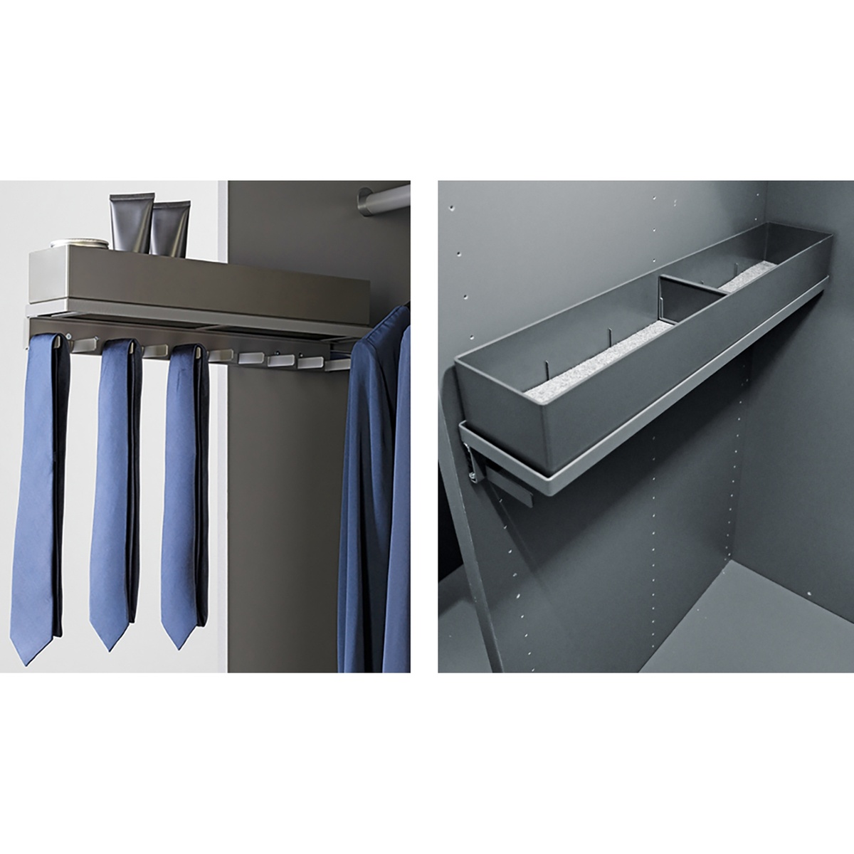 Telescopic tie rack anthracite 9279067 DE Hettich Site