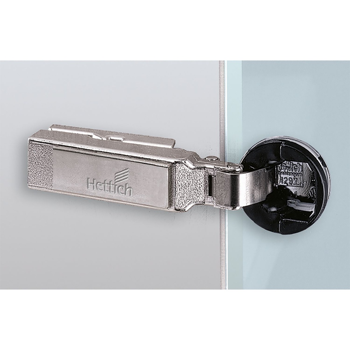 Intermat glass door hinge (Intermat 9904), overlay, Opening angle 95