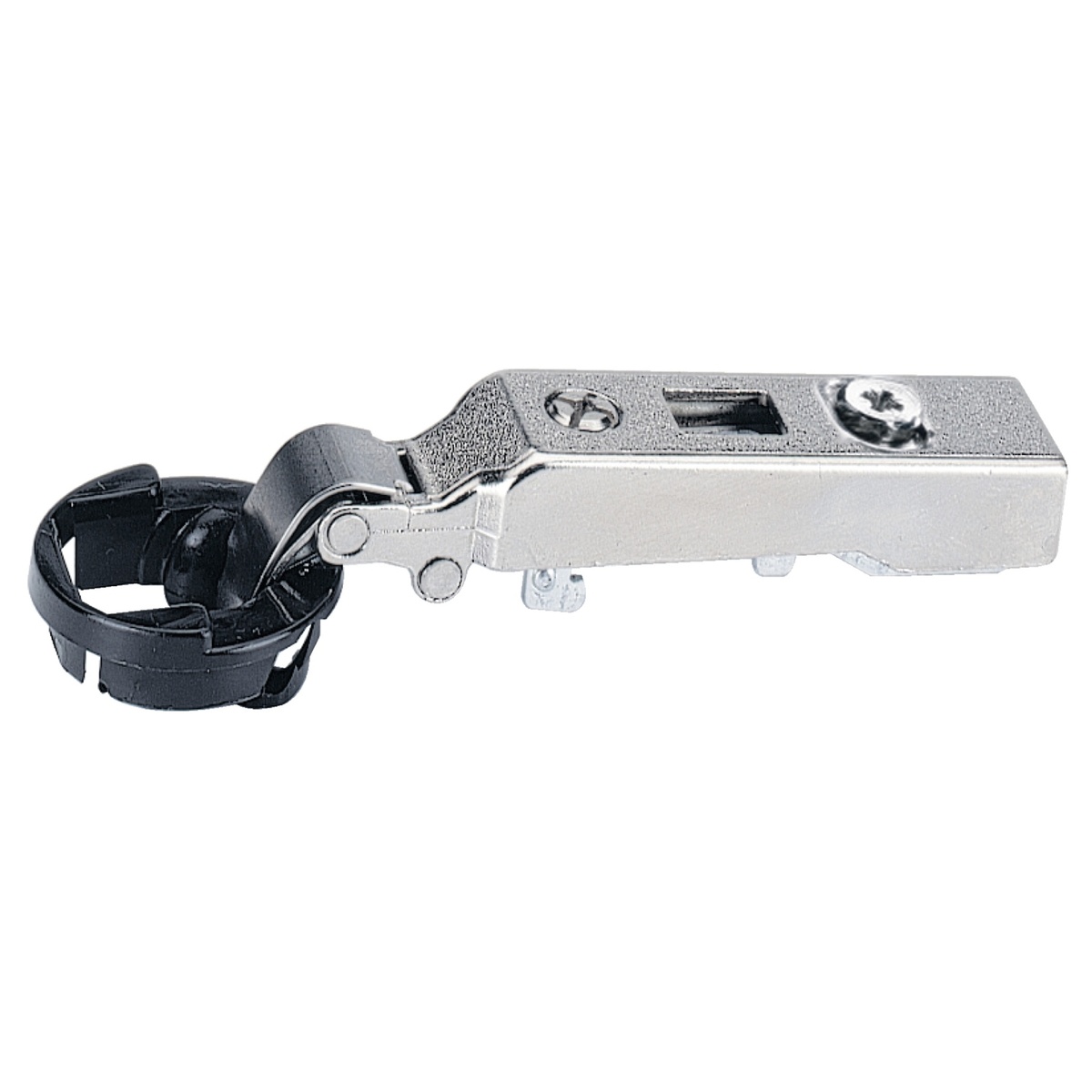 Intermat glass door hinge (Intermat 9904), overlay, Opening angle 95°, for screwing on