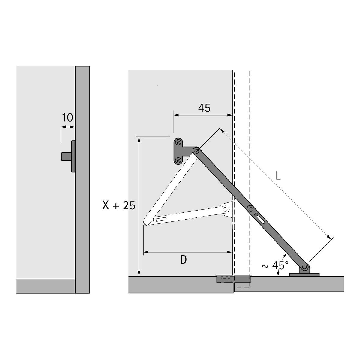 Flap Stay Kh L250 13235 Hettich Eshop North Europe