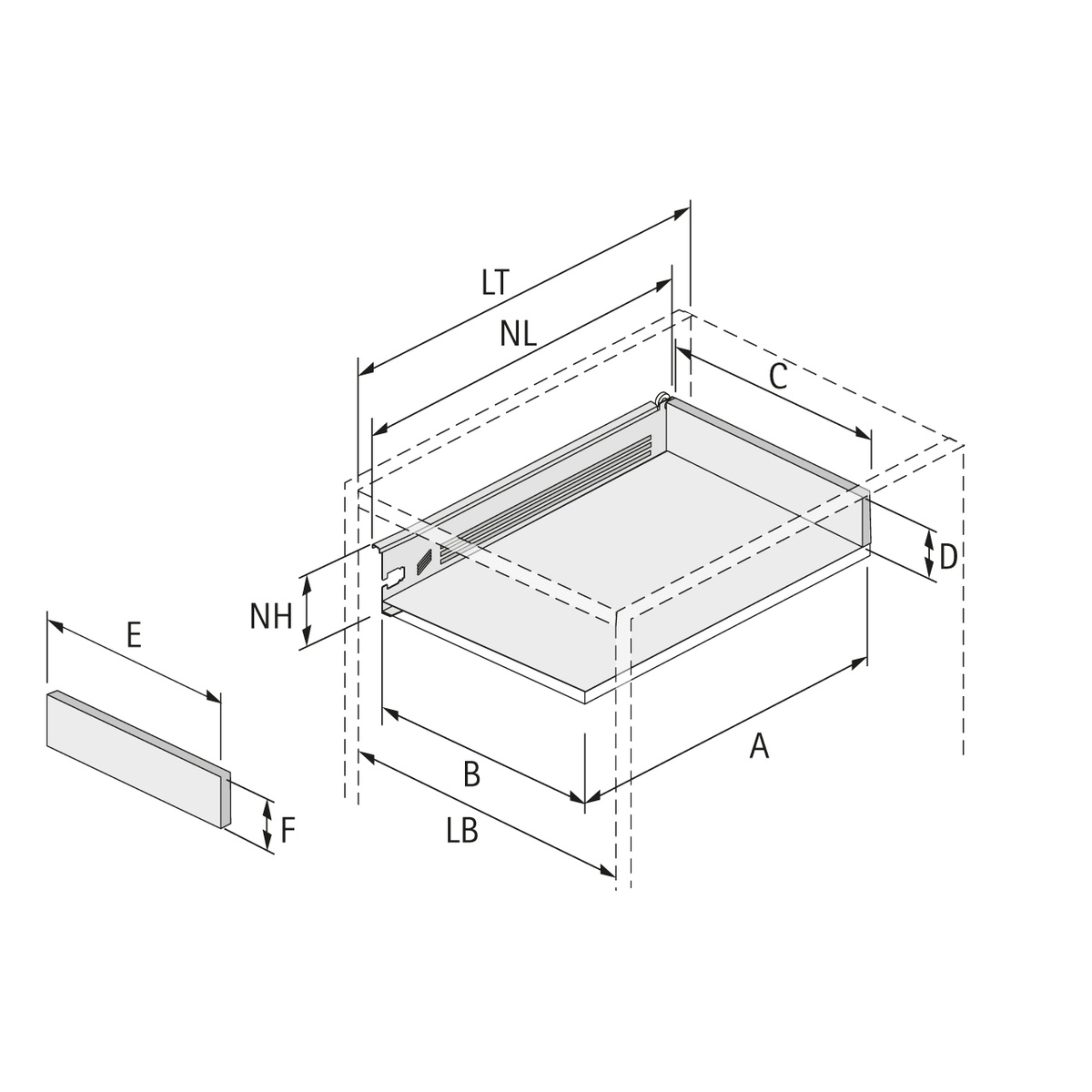 Multitech Drawer Set System Height Nominal Length White