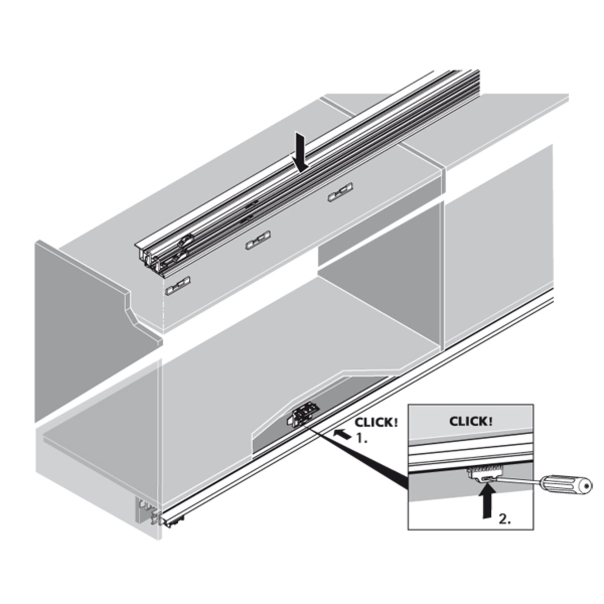 Kit pour coulissage de porte par le haut - HETTICH TOPLINE 1