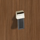 Knob Agna, L 20 mm, B 50 mm, H 25 mm, Brown leather / Brushed stainless steel look