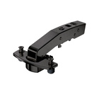 Sensys angle hinge W90 with integrated silent system (Sensys 8639i W90), in obsidian black, inset, Opening angle 95°, TH-drilling pattern 52 x 5.5 mm, with expanding sockets (ø 10 x 11)