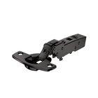 Sensys thin door hinge, door thickness from 10 mm, with integrated silent system (Sensys 8646i), in obsidian black, half overlay, Opening angle 110°, TH-drilling pattern 52 x 5.5 mm, for screwing on (-)