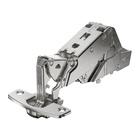 Sensys wide angle hinge, with zero protrusion, with integrated silent system (Sensys 8657i), nickel plated, half overlay, Opening angle 165°, TB-drilling pattern 45 x 9.5 mm, for screwing on (-)