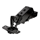 Sensys wide angle hinge, with zero protrusion, with integrated Silent System (Sensys 8657i), in obsidian black, overlay, Opening angle 165°, TH-drilling pattern 52 x 5.5 mm, for screwing on (-)