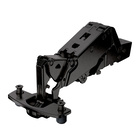 Sensys wide angle hinge, with zero protrusion, with integrated silent system (Sensys 8657i), in obsidian black, overlay, Opening angle 165°, TH-drilling pattern 52 x 5.5 mm, with expanding sockets (ø 10 x 11)