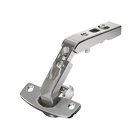 Hinge for corner cabinet folding doors without self closing feature (Intermat 9930), nickel plated, overlay, Opening angle 50° / 65°, TH-drilling pattern 52 x 5.5 mm, for screwing on (-)