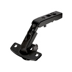 Hinge for corner cabinet folding doors without self closing feature (Intermat 9930), in obsidian black, overlay, Opening angle 50° / 65°, TH-drilling pattern 52 x 5.5 mm, for screwing on (-)