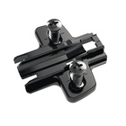 Cross mounting plate with Oblong hole height adjustment, in obsidian black, Hole line37 x 32 mm, with Euro screws (for drilling ø 5 x 12 mm), distance 0.0 mm