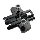 Cross mounting plate with Oblong hole height adjustment, in obsidian black, Hole line37 x 32 mm, Hettich Direkt with locating pin and special screws (for drilling ø 5 x 7.5 mm), distance 1.5 mm
