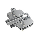 Cross mounting plate with oblong hole height adjustment, nickel plated, Hole line 37 x 32 mm, with expanding sockets (for drilling Ø 10 x 12 mm), distance 1.5 mm