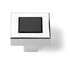 Knob Arimini, L 34 mm, W 34 mm, H 21 mm, gloss chrome plated / black