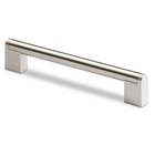 Handle Brema, drill hole spacing 96 mm, L 108 mm, W 14 mm, H 35 mm, brushed stainless steel / brushed stainless steel look