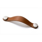 Handle Gela, drill hole spacing 128 mm, L 150 mm, W 26 mm, H 3 mm, light brown leather