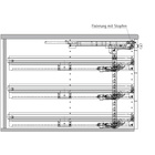 Konstruktionszeichnung: Schreibtischcontainer Einbaubreite: 292/ 392 mm, Einbautiefe: 530 / 730 mm