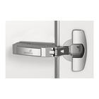 Sensys thin door hinge, door thickness from 10 mm, with integrated Silent System (Sensys 8646i), Nickel plated, overlay, Opening angle 110°, drilling pattern TH 52 x 5,5 mm, with expanding sockets (ø 10 x 8)