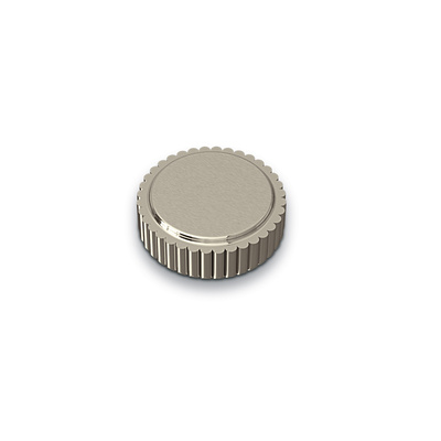 Knob Varano, drill hole spacing 16 mm, H 18 mm, ø 43.5 mm, brushed stainless steel look