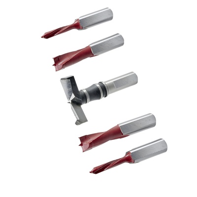 Set of drill bits for BlueMax Mini, type 3, BlueMax Mini, type 2 / 6 (1 x 35 mm ø clockwise, 2 x 10 mm ø anticlockwise, 2 x 5 mm ø anticlockwise)