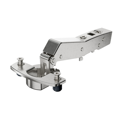 Sensys - zawias kątowy W45 z cichym domykiem (Sensys 8639i W45), niklowany, drzwi nakładane, Kąt otwarcia 95°, TH-rozstaw nawierceń 52 x 5,5 mm, z mufami rozporowymi (ø 10 x 11)