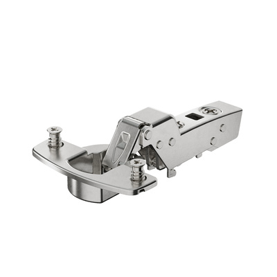 Sensys - zawias standardowy 110° z cichym domykiem (Sensys 8645i), niklowany, drzwi wpuszczane, kąt otwarcia 110°, TH- Rozstaw nawierceń 52 x 5,5 mm, z eurowkrętami (ø 5 x 11)