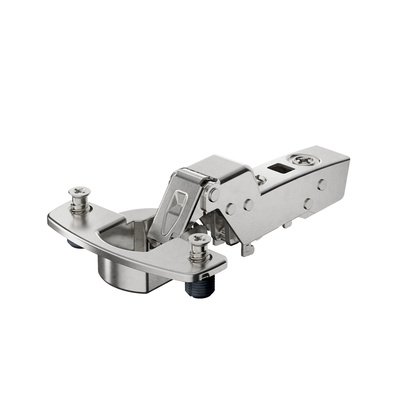 Sensys - zawias standardowy 110° z cichym domykiem (Sensys 8645i), niklowany, drzwi wpuszczane, kąt otwarcia 110°, TH- Rozstaw nawierceń 52 x 5,5 mm, z mufami rozporowymi (ø 10 x 11)