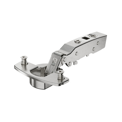 Sensys - zawias standardowy 110° z cichym domykiem (Sensys 8645i), niklowany, drzwi nakładane, kąt otwarcia 110°, TH- Rozstaw nawierceń 52 x 5,5 mm, z eurowkrętami (ø 5 x 11)
