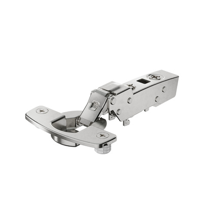 Sensys thin door hinge, door thickness from 10 mm, Without integrated Silent System (Sensys 8646), nickel plated, half overlay, Opening angle 110°, TS-drilling pattern 48 x 6 mm, for pressing in (ø 10 x 8)