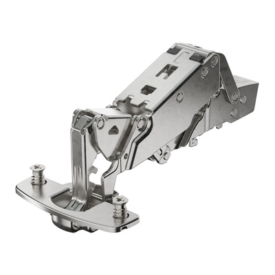 Bisagra de gran ángulo Sensys, con resalte cero, con amortiguación integrada (Sensys 8657i), Niquelado, Solapado, Ángulo de apertura 165°, TS-esquema de taladrado 48 x 6 mm, con tornillos euro (ø 5 x 11)