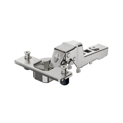 Novisys - zawias 95° bez automatyki zamykania (Novisys 8862), niklowany, drzwi wpuszczane, kąt otwarcia 95°, TH-rozstaw nawierceń 52 x 5,5 mm, z mufami rozporowymi (ø 10 x 11)