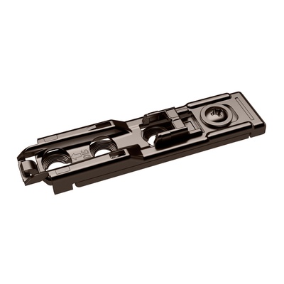 Linear mounting plate with Direct height adjustment, in obsidian black, Hole line 20 x 32 mm, for screwing on, distance 1.5 mm