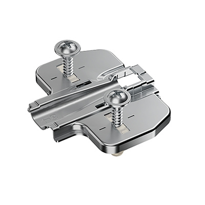 Prowadnik krzyżakowy z z regulacją wysokości poprzez owalne otwory, niklowany, Rząd nawierceń 37 x 32 mm, z mufami rozporowymi (do nawiercenia ø 5 x 12 mm), dystans 0,0 mm