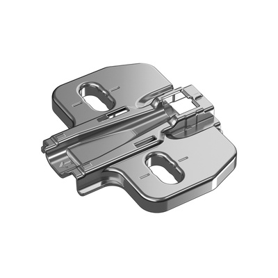 Prowadnik krzyżakowy z z regulacją wysokości poprzez owalne otwory, niklowany, Rząd nawierceń 37 x 32 mm, do przykręcania, dystans 0,0 mm