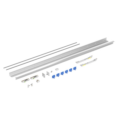 RoomLine Top L 80 all inclusive set, for glass doors with Silent System (soft closing and soft opening), 80 kg, 1100 mm, silver, wall mounted