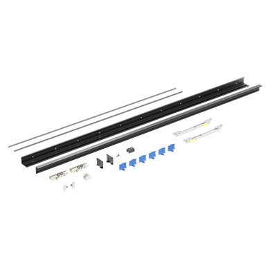 RoomLine Top L 80 all inclusive set, for glass doors with Silent System (soft closing and soft opening), 80 kg, 1100 mm, black, wall mounted