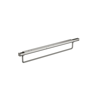 Kleiderbügelauszug mit Auszugsführung auf Quadro Basis, 350 mm, Edelstahl Optik
