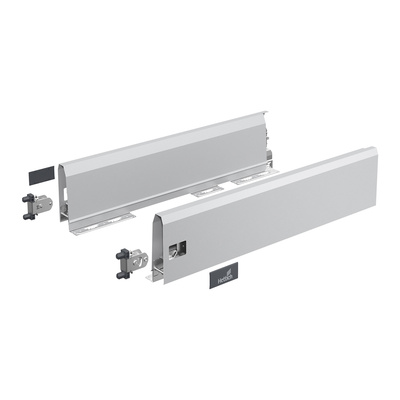 ArciTech Drawer side profile set, Drawer side profile height 126 mm x NL 270 mm, silver, left and right