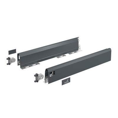 ArciTech Drawer side profile set, Drawer side profile height 94 mm x NL 270 mm, anthracite, left and right