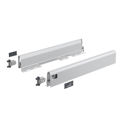 ArciTech Drawer side profile set, Drawer side profile height 94 mm x NL 270 mm, silver, left and right