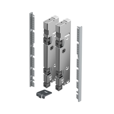 AvanTech YOU Connector set for internal front panel for cutting to length, for use with Inlay drawer side profile, system height 187, silver