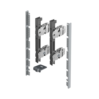 AvanTech YOU Connector set for internal front panel for cutting to length, for use with drawer side profile, system height 187, Silver