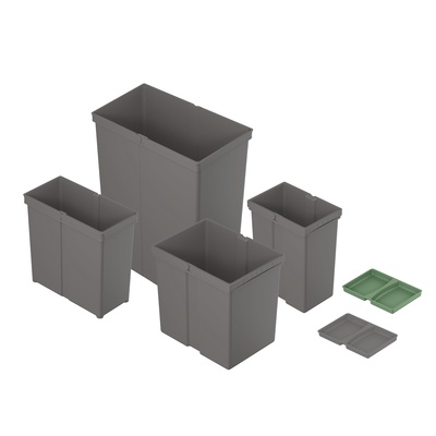 桶29 L, 塑料, 灰色，W x D x H 225 x 304 x 460 mm，用于垃圾分类系统 ArciTech Pull, InnoTech Pull