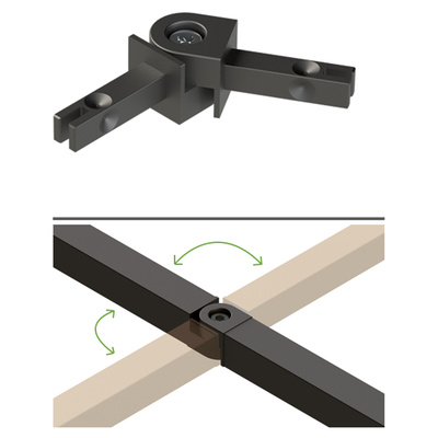 Cadro 180° flexibele verbindingshoek mat zwart