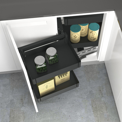 Goro 200, corner unit pull-out system, all inclusive set, front width 500 mm, left, anthracite