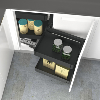 Goro 200, corner unit pull-out system, all inclusive set, front width 500 mm, right, anthracite