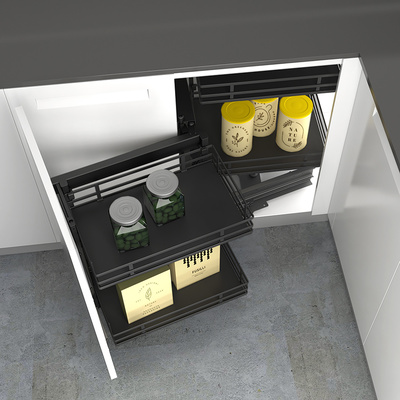 Goro 400, corner unit pull-out system, all inclusive set, front width 450 mm, left, anthracite