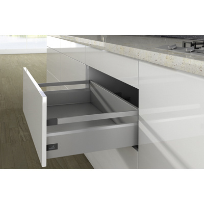 Pot-and-pan drawer set with lengthwise railing ArciTech, 186/126 / 300 mm, silver, left and right