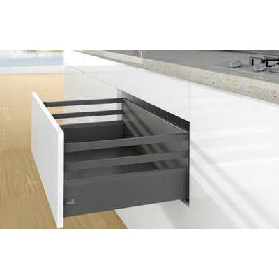 Pot-and-pan drawer set with lengthwise railing ArciTech, 250/126 / 300 mm, anthracite, left and right