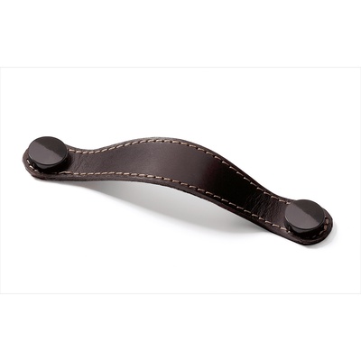 Uchwyt Gela, odległość wiercenia 128, L 150 mm, B 26 mm, H 3 mm, Skóra ciemnobrązowa